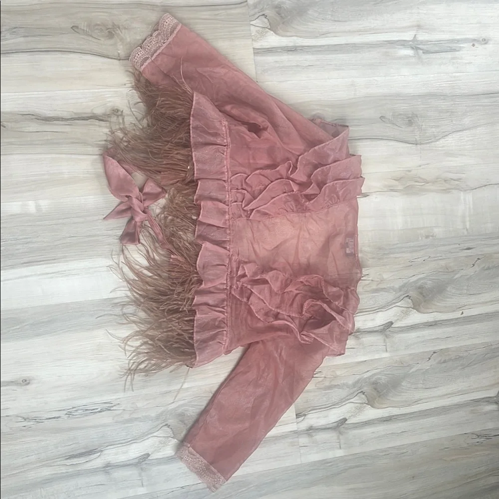 Pink Ruffled Sheer Cardigan - Picture 4 of 4